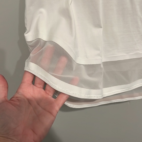 Lululemon Round Neck White Tshirt with Mesh Botttom Trim - Picture 6 of 6